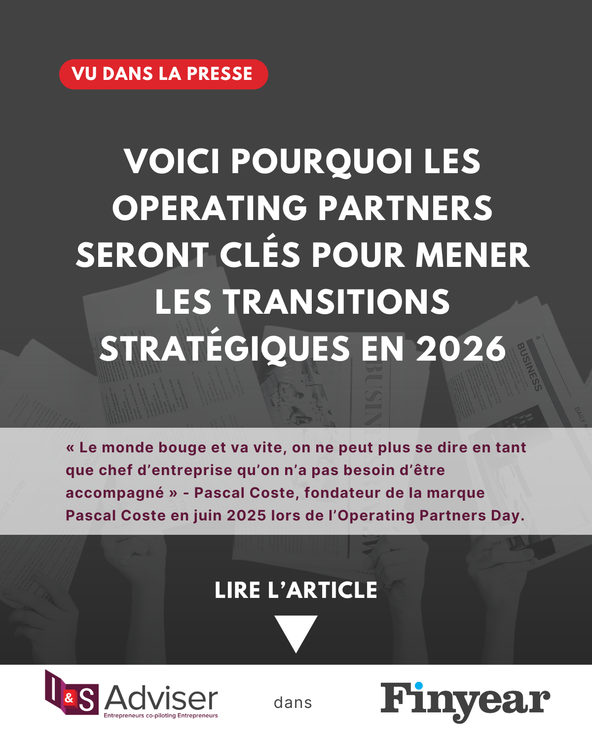 Dirigeants, voici pourquoi un operating partner sera clé pour votre transition stratégique en 2026